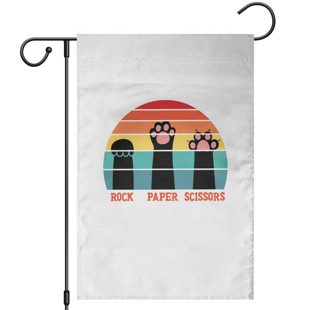 Funny Vintage Black Cat Introvert Garden Flag Rock Paper Scissors Paw
