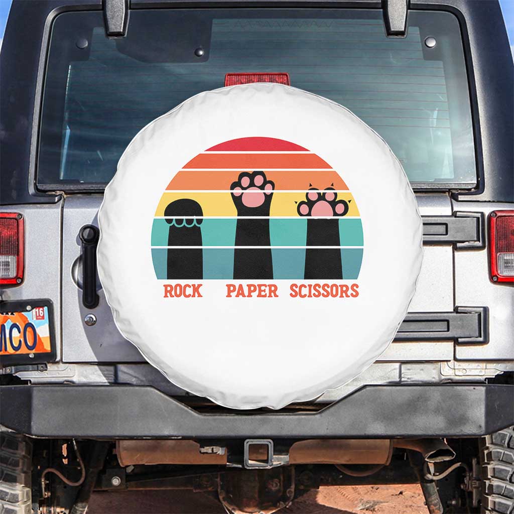 Funny Vintage Black Cat Introvert Spare Tire Cover Rock Paper Scissors Paw