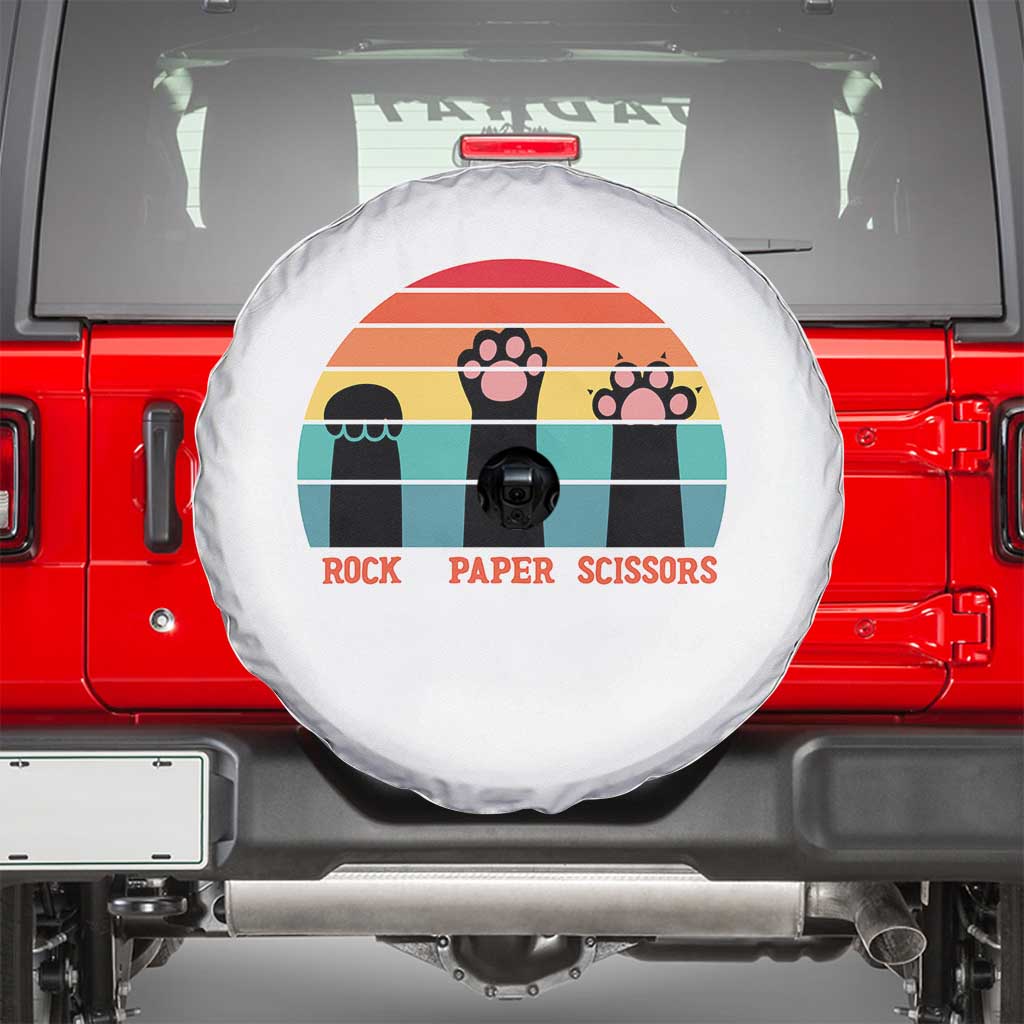 Funny Vintage Black Cat Introvert Spare Tire Cover Rock Paper Scissors Paw