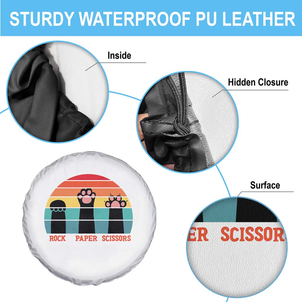 Funny Vintage Black Cat Introvert Spare Tire Cover Rock Paper Scissors Paw