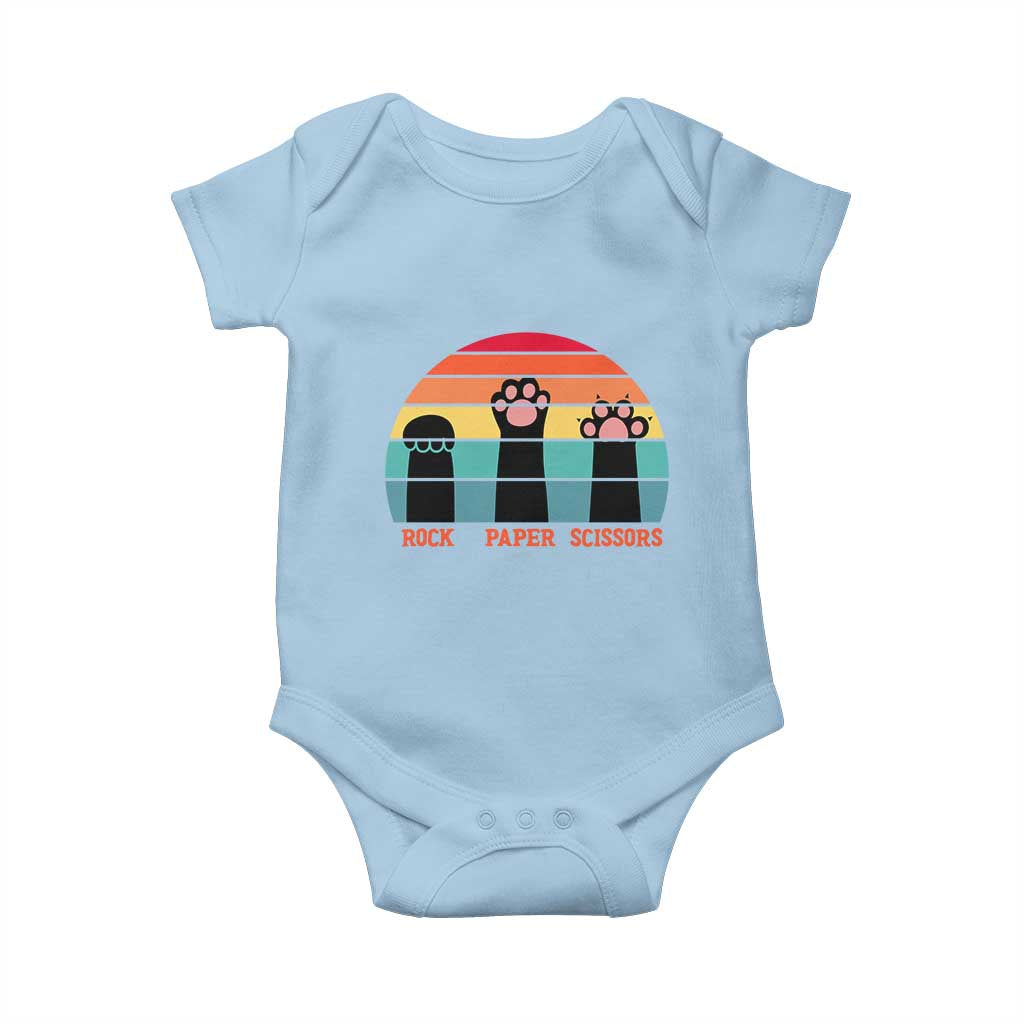Funny Vintage Black Cat Introvert Baby Onesie Rock Paper Scissors Paw
