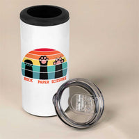 Funny Vintage Black Cat Introvert 4 in 1 Can Cooler Tumbler Rock Paper Scissors Paw