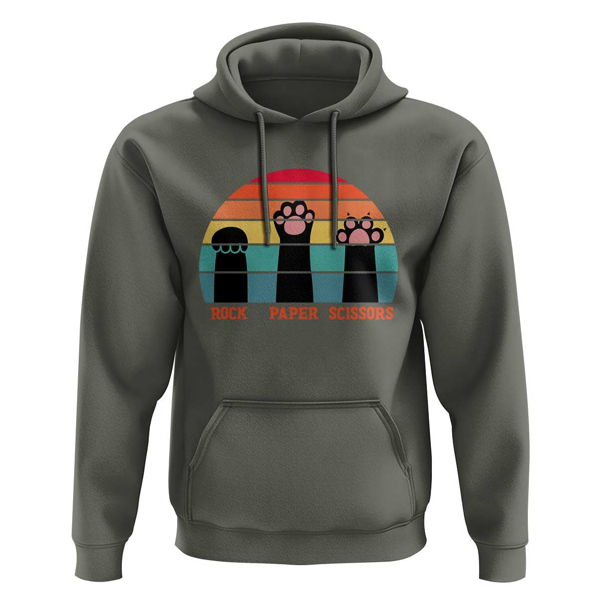 Funny Vintage Black Cat Introvert Hoodie Rock Paper Scissors Paw