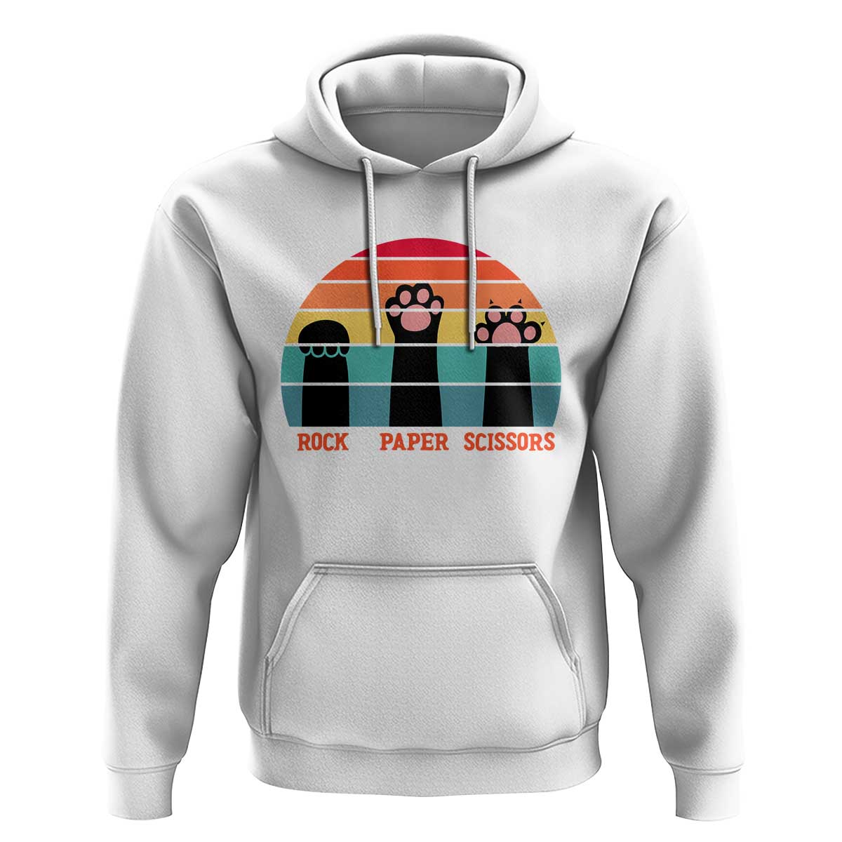 Funny Vintage Black Cat Introvert Hoodie Rock Paper Scissors Paw