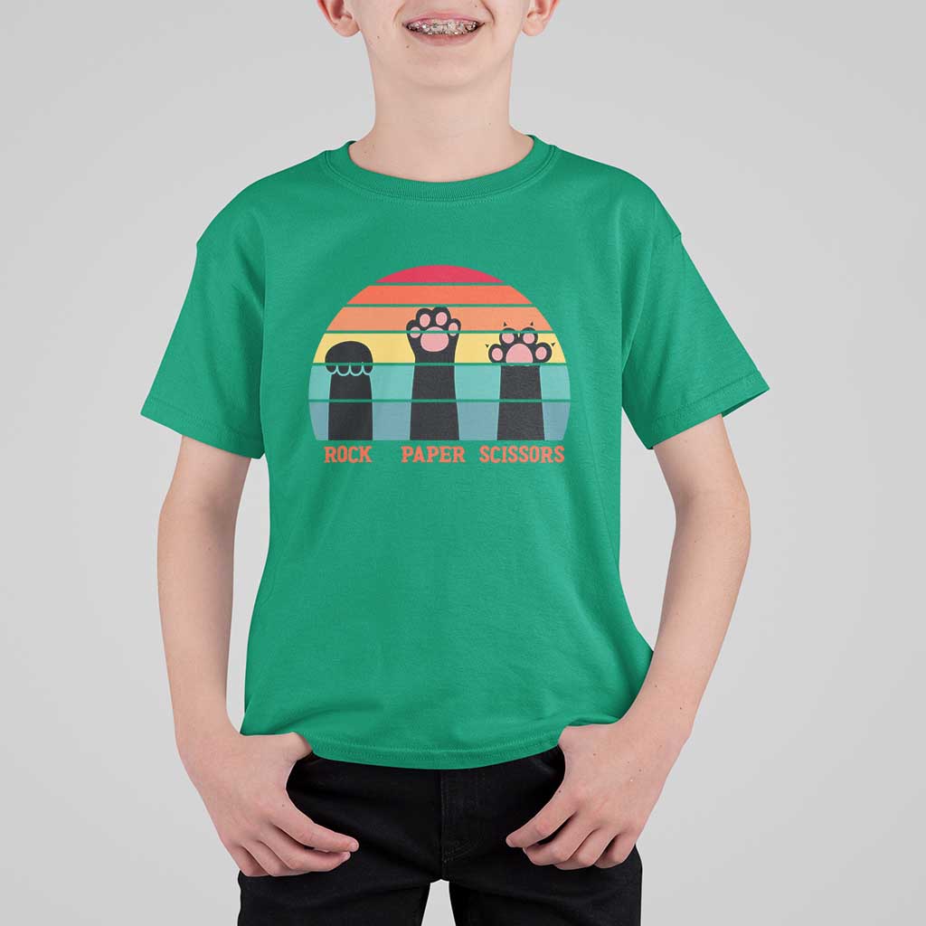 Funny Vintage Black Cat Introvert T Shirt For Kid Rock Paper Scissors Paw
