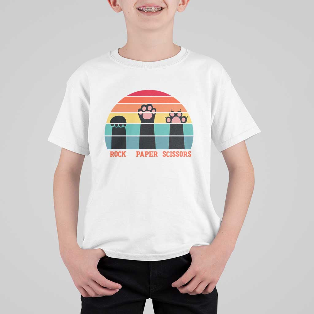 Funny Vintage Black Cat Introvert T Shirt For Kid Rock Paper Scissors Paw