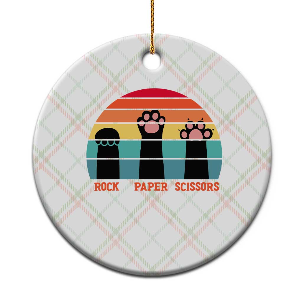 Funny Vintage Black Cat Introvert Ceramic Ornament Rock Paper Scissors Paw