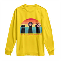 Funny Vintage Black Cat Introvert Long Sleeve Shirt Rock Paper Scissors Paw