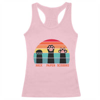 Funny Vintage Black Cat Introvert Racerback Tank Top Rock Paper Scissors Paw