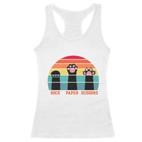 Funny Vintage Black Cat Introvert Racerback Tank Top Rock Paper Scissors Paw