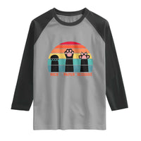 Funny Vintage Black Cat Introvert Raglan Shirt Rock Paper Scissors Paw