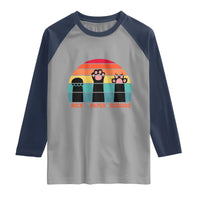Funny Vintage Black Cat Introvert Raglan Shirt Rock Paper Scissors Paw