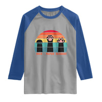 Funny Vintage Black Cat Introvert Raglan Shirt Rock Paper Scissors Paw