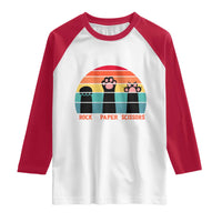 Funny Vintage Black Cat Introvert Raglan Shirt Rock Paper Scissors Paw