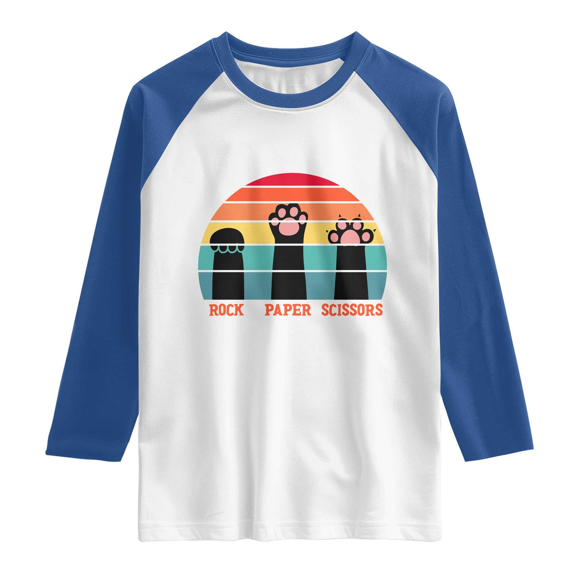 Funny Vintage Black Cat Introvert Raglan Shirt Rock Paper Scissors Paw