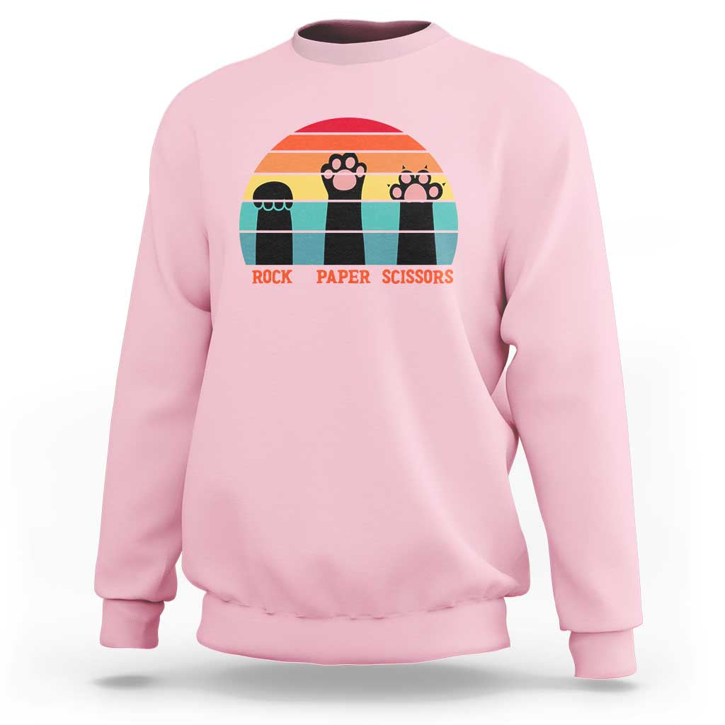 Funny Vintage Black Cat Introvert Sweatshirt Rock Paper Scissors Paw