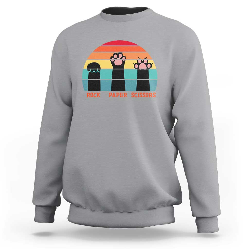 Funny Vintage Black Cat Introvert Sweatshirt Rock Paper Scissors Paw