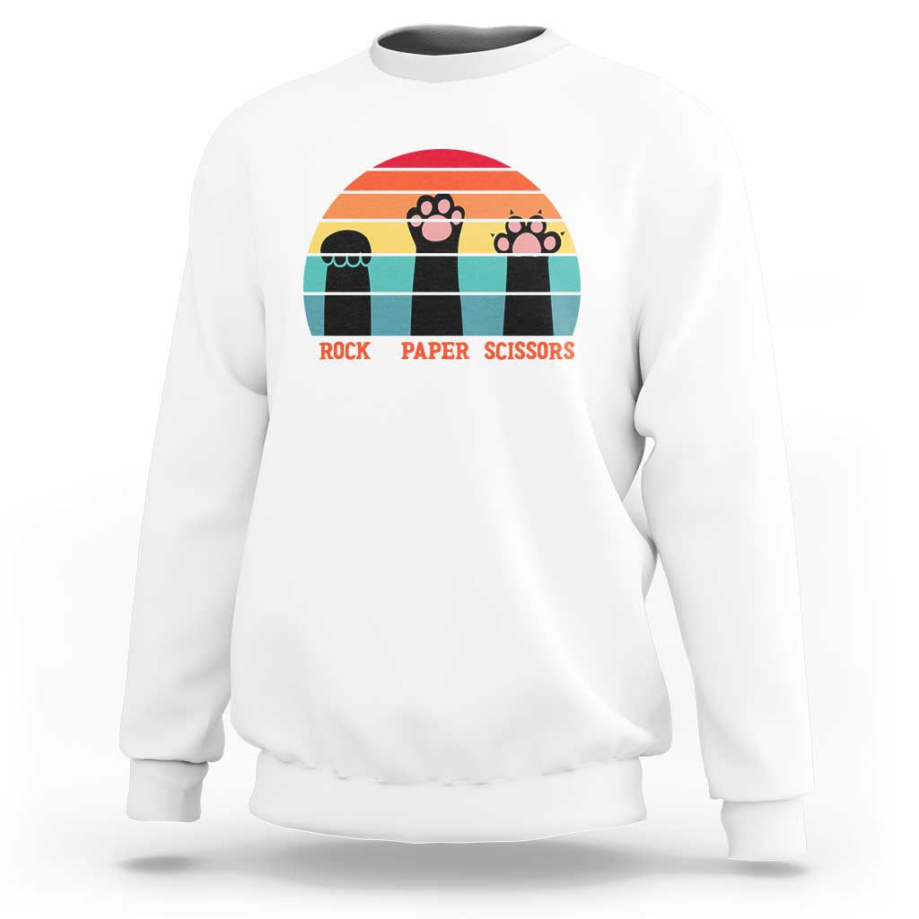 Funny Vintage Black Cat Introvert Sweatshirt Rock Paper Scissors Paw