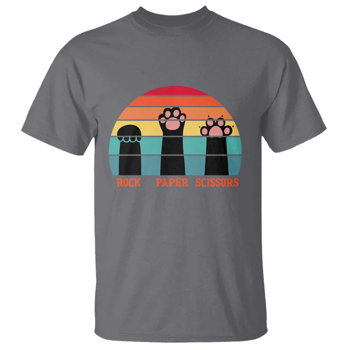 Funny Vintage Black Cat Introvert T Shirt Rock Paper Scissors Paw