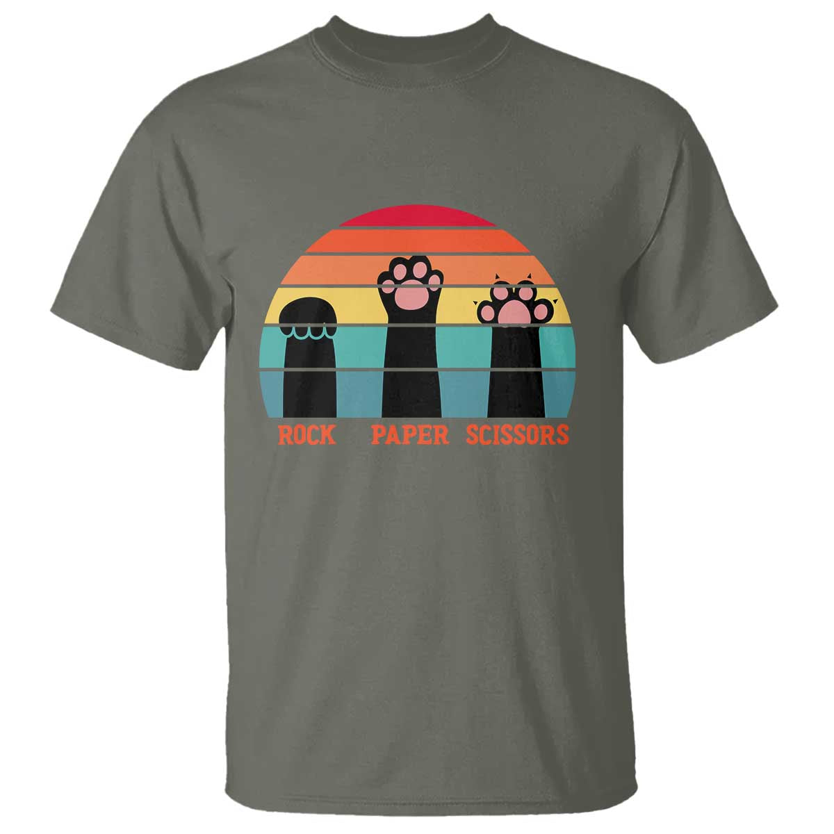 Funny Vintage Black Cat Introvert T Shirt Rock Paper Scissors Paw