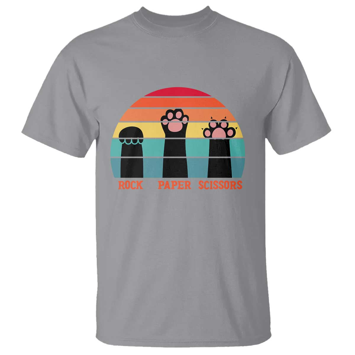 Funny Vintage Black Cat Introvert T Shirt Rock Paper Scissors Paw