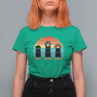 Funny Vintage Black Cat Introvert T Shirt For Women Rock Paper Scissors Paw