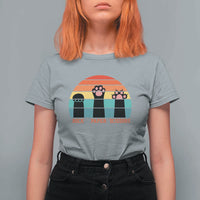 Funny Vintage Black Cat Introvert T Shirt For Women Rock Paper Scissors Paw