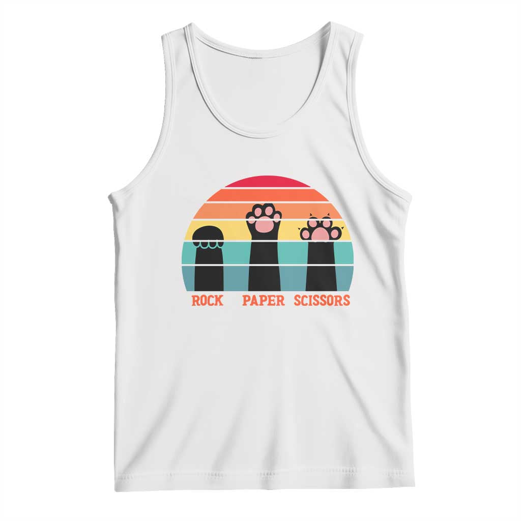 Funny Vintage Black Cat Introvert Tank Top Rock Paper Scissors Paw