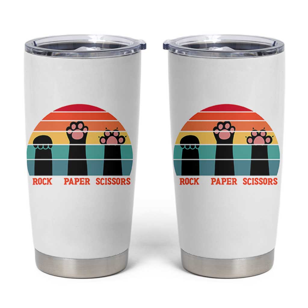 Funny Vintage Black Cat Introvert Tumbler Cup Rock Paper Scissors Paw