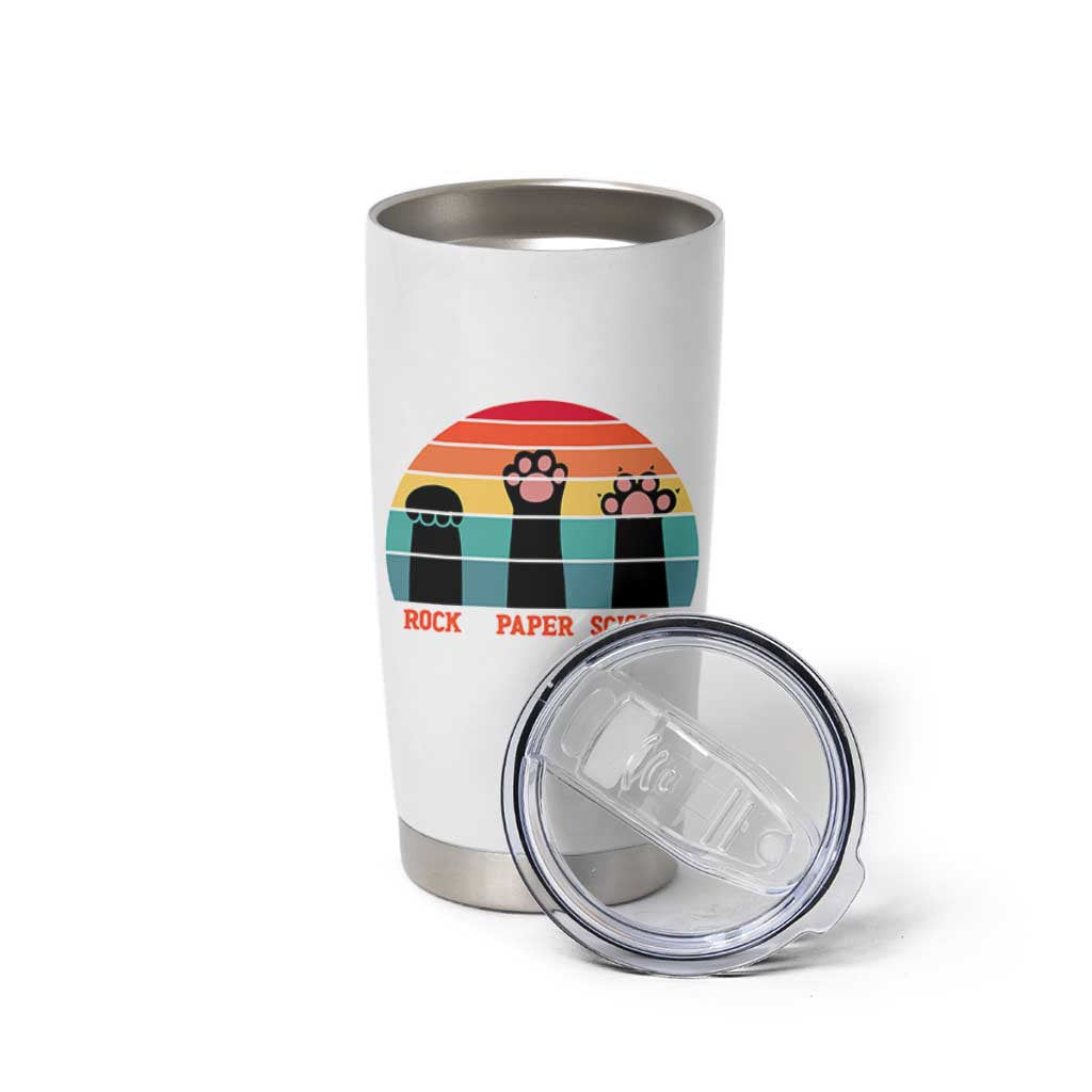 Funny Vintage Black Cat Introvert Tumbler Cup Rock Paper Scissors Paw