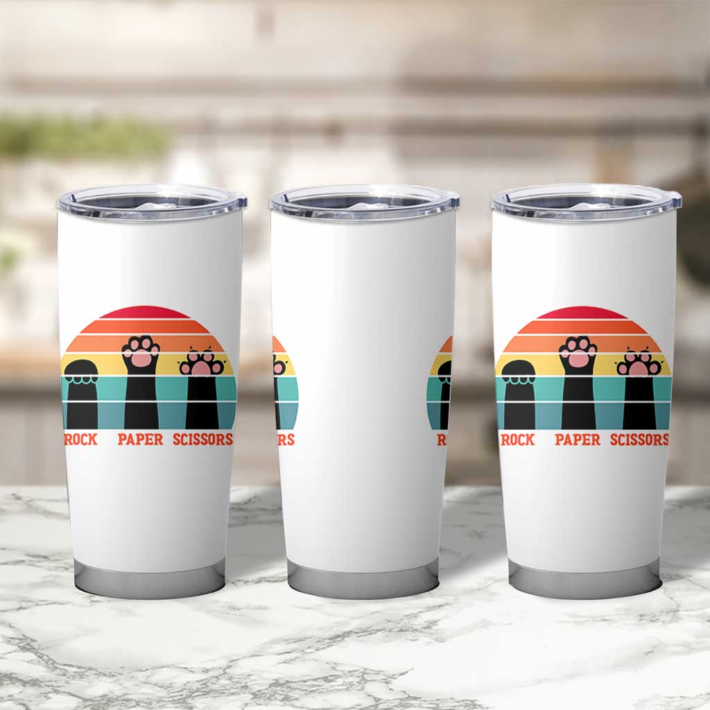 Funny Vintage Black Cat Introvert Tumbler Cup Rock Paper Scissors Paw
