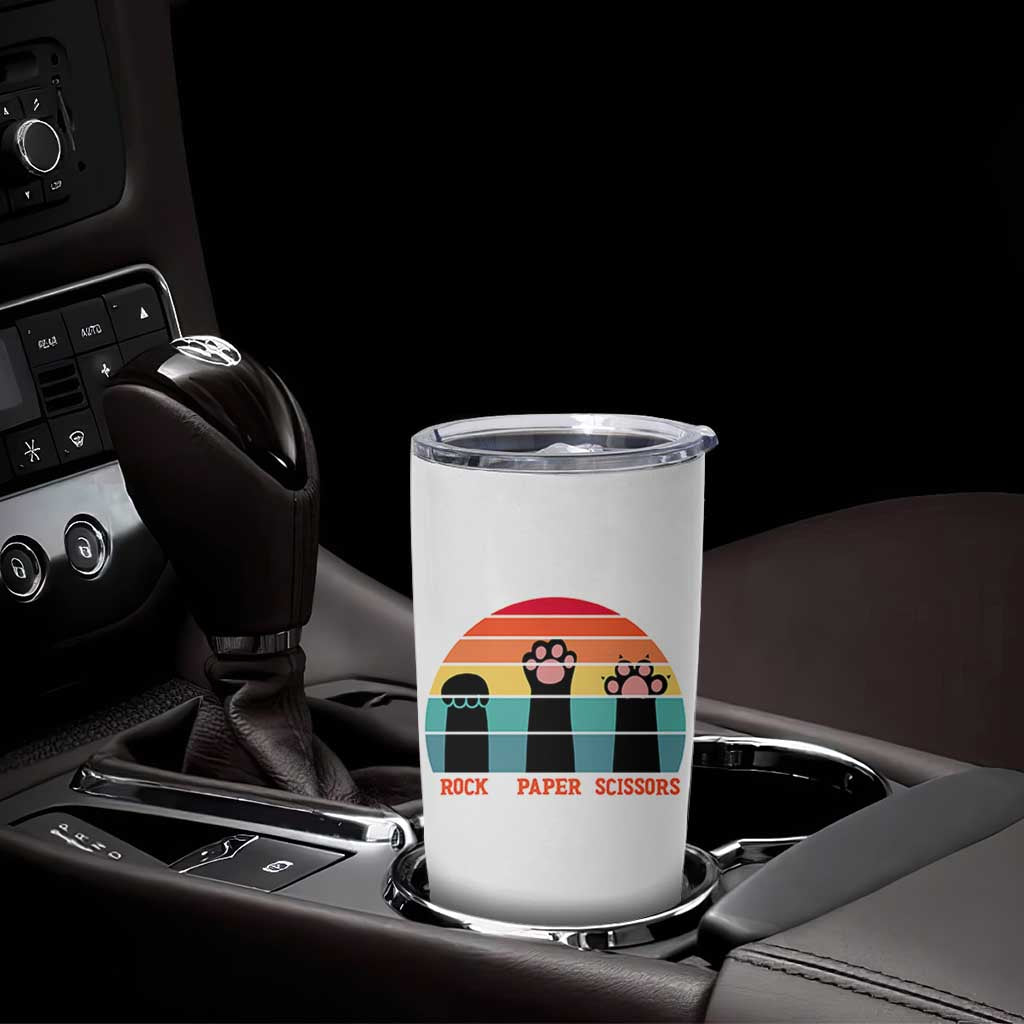 Funny Vintage Black Cat Introvert Tumbler Cup Rock Paper Scissors Paw