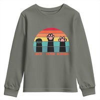 Funny Vintage Black Cat Introvert Youth Sweatshirt Rock Paper Scissors Paw