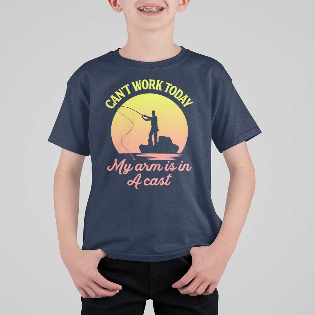 Funny Fishing Enthusiast Gift T Shirt For Kid I Cant Work Today My Arm Is In A Cast