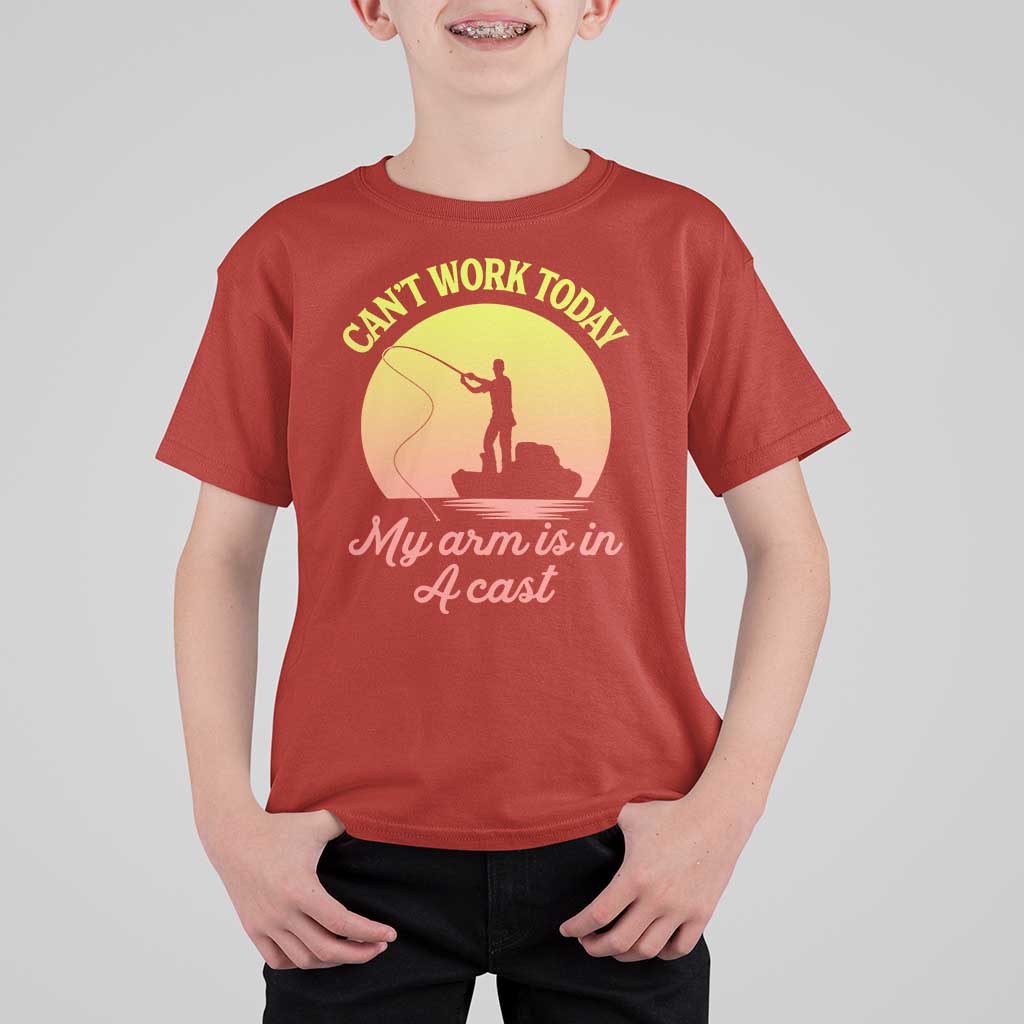 Funny Fishing Enthusiast Gift T Shirt For Kid I Cant Work Today My Arm Is In A Cast