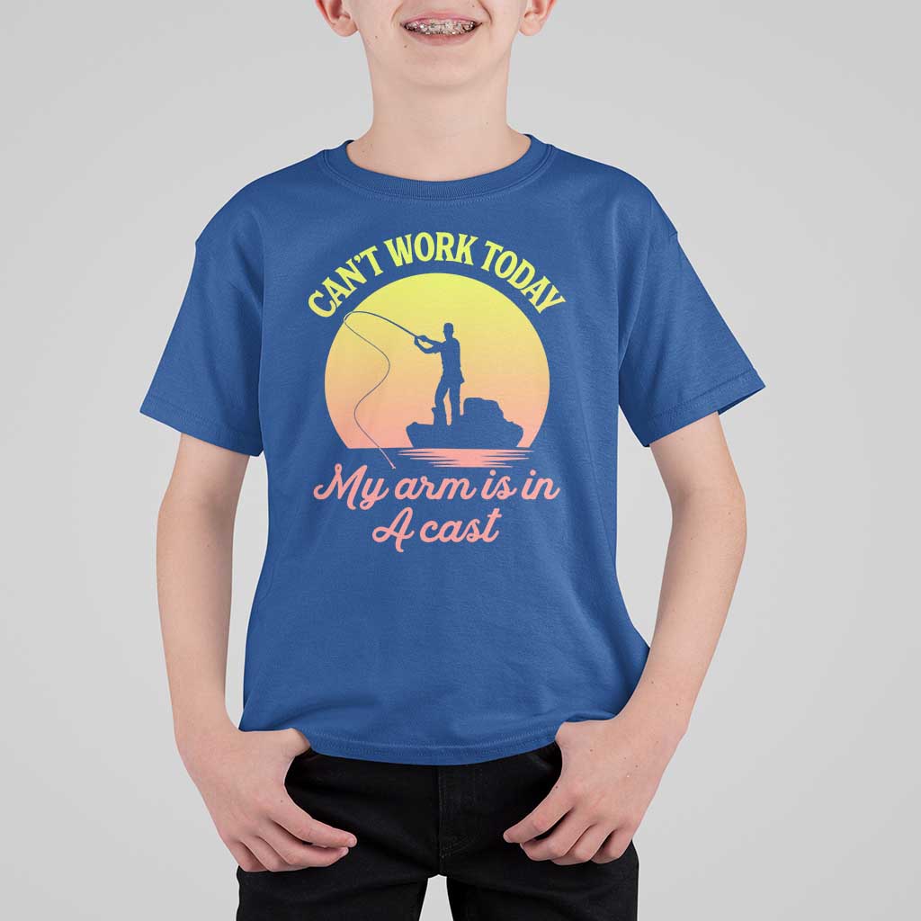 Funny Fishing Enthusiast Gift T Shirt For Kid I Cant Work Today My Arm Is In A Cast