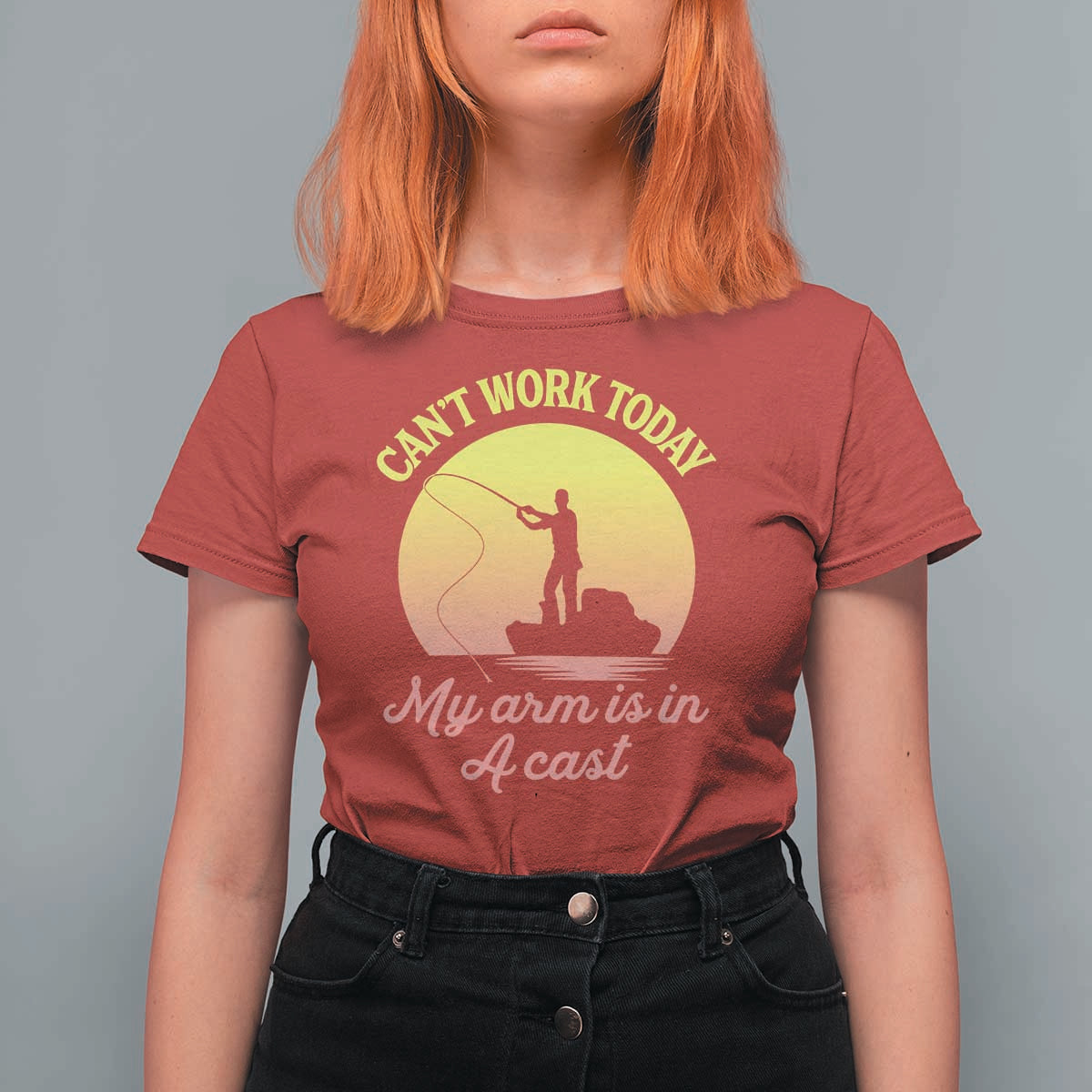 Funny Fishing Enthusiast Gift T Shirt For Women I Cant Work Today My Arm Is In A Cast
