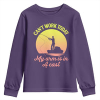 Funny Fishing Enthusiast Gift Youth Sweatshirt I Cant Work Today My Arm Is In A Cast