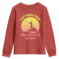 Funny Fishing Enthusiast Gift Youth Sweatshirt I Cant Work Today My Arm Is In A Cast