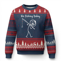 Funny Angler Gift Ugly Christmas Sweater No Fishing Today