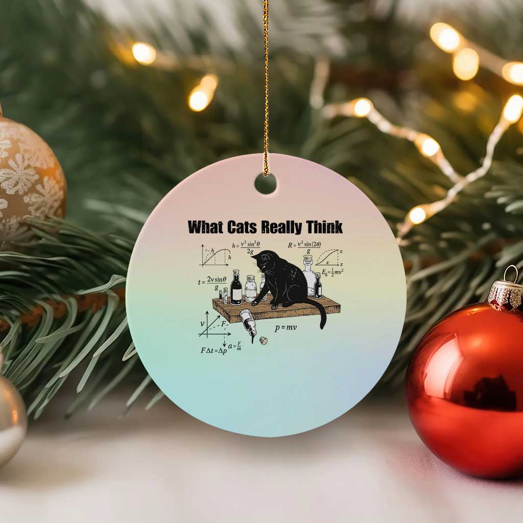 Funny Physics Cat Meme Ceramic Ornament What Cats Really Think