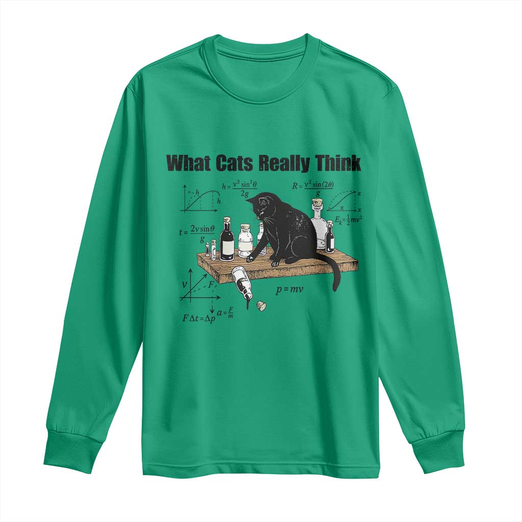 Funny Physics Cat Meme Long Sleeve Shirt What Cats Really Think