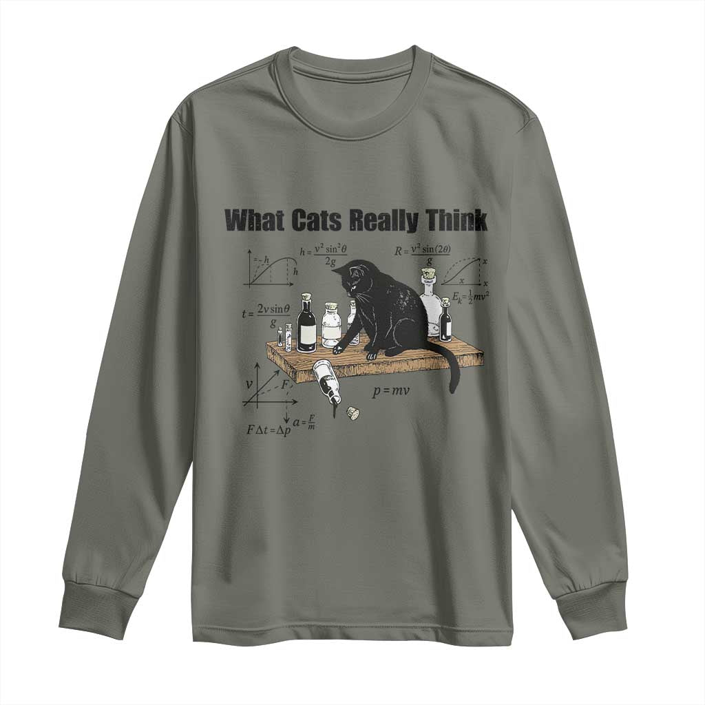 Funny Physics Cat Meme Long Sleeve Shirt What Cats Really Think