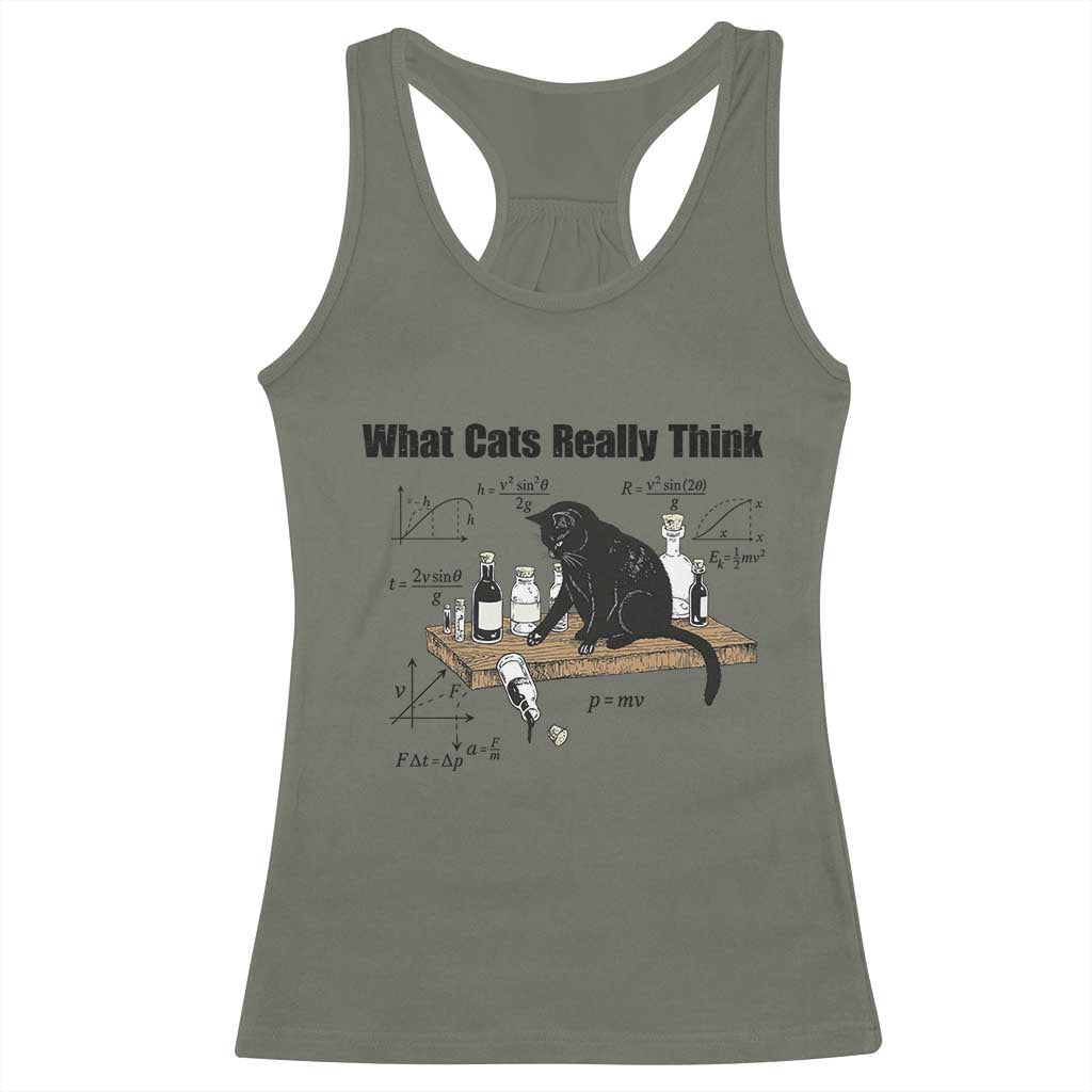 Funny Physics Cat Meme Racerback Tank Top What Cats Really Think