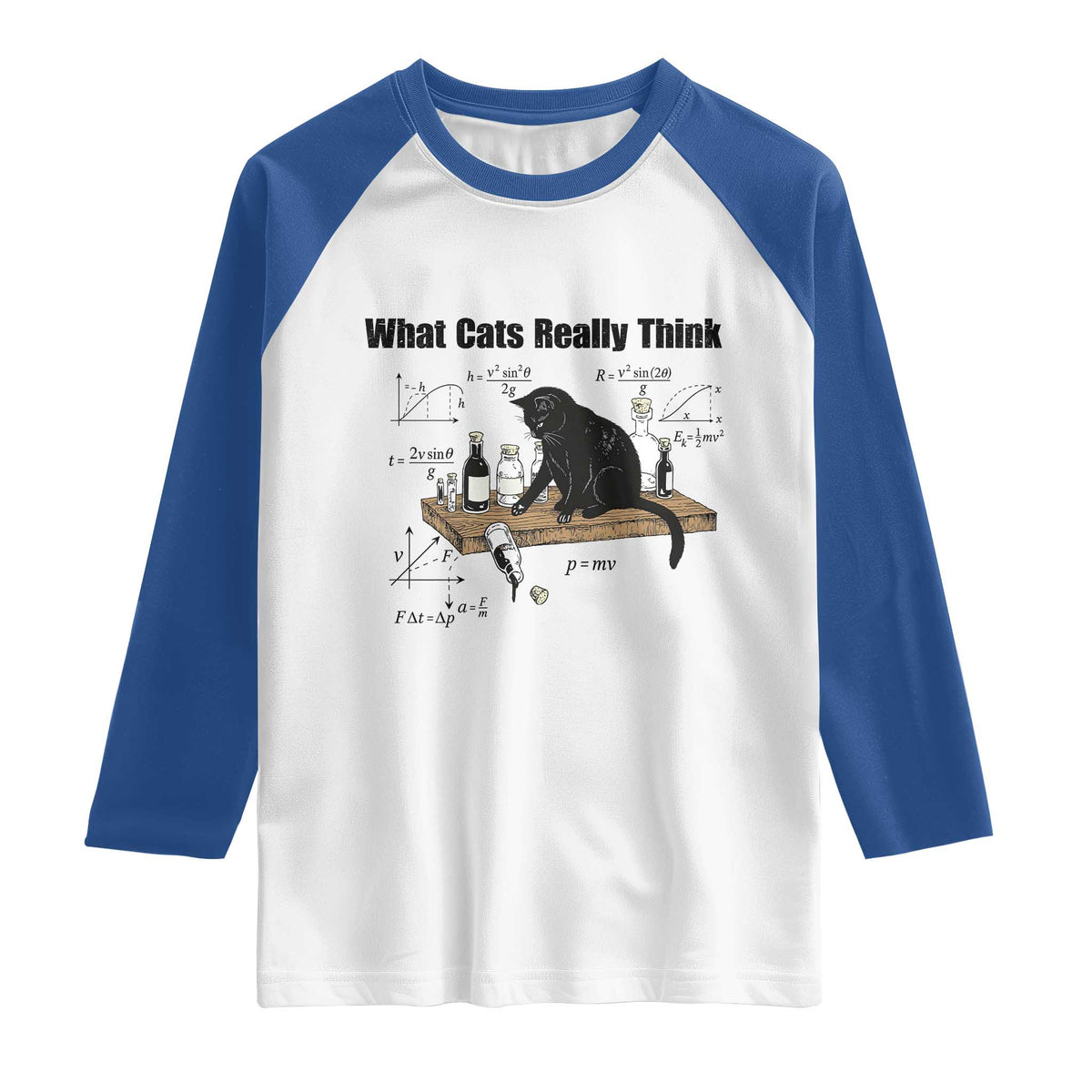 Funny Physics Cat Meme Raglan Shirt What Cats Really Think