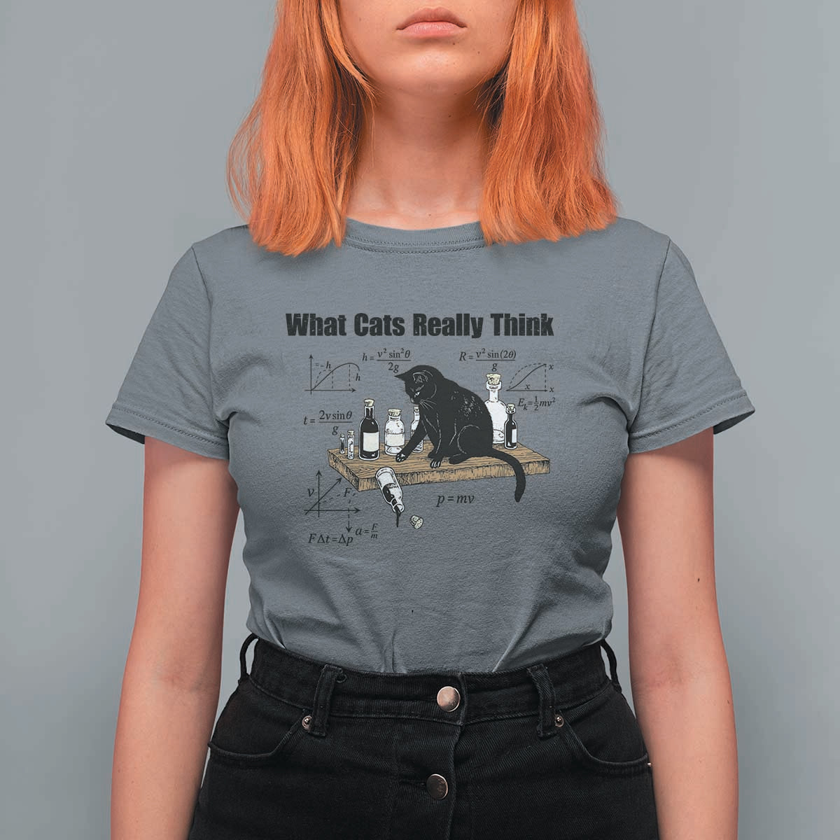 Funny Physics Cat Meme T Shirt For Women What Cats Really Think