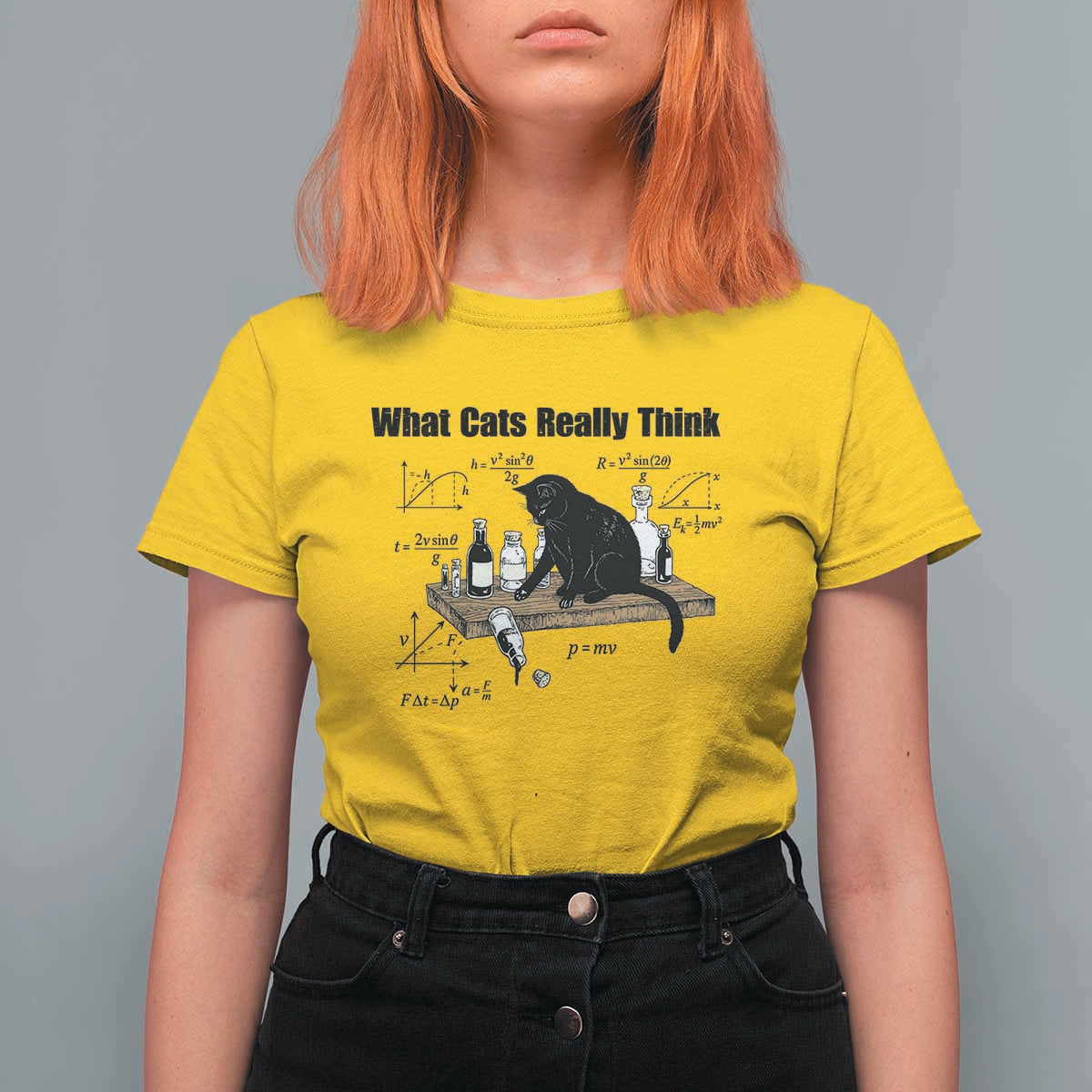 Funny Physics Cat Meme T Shirt For Women What Cats Really Think
