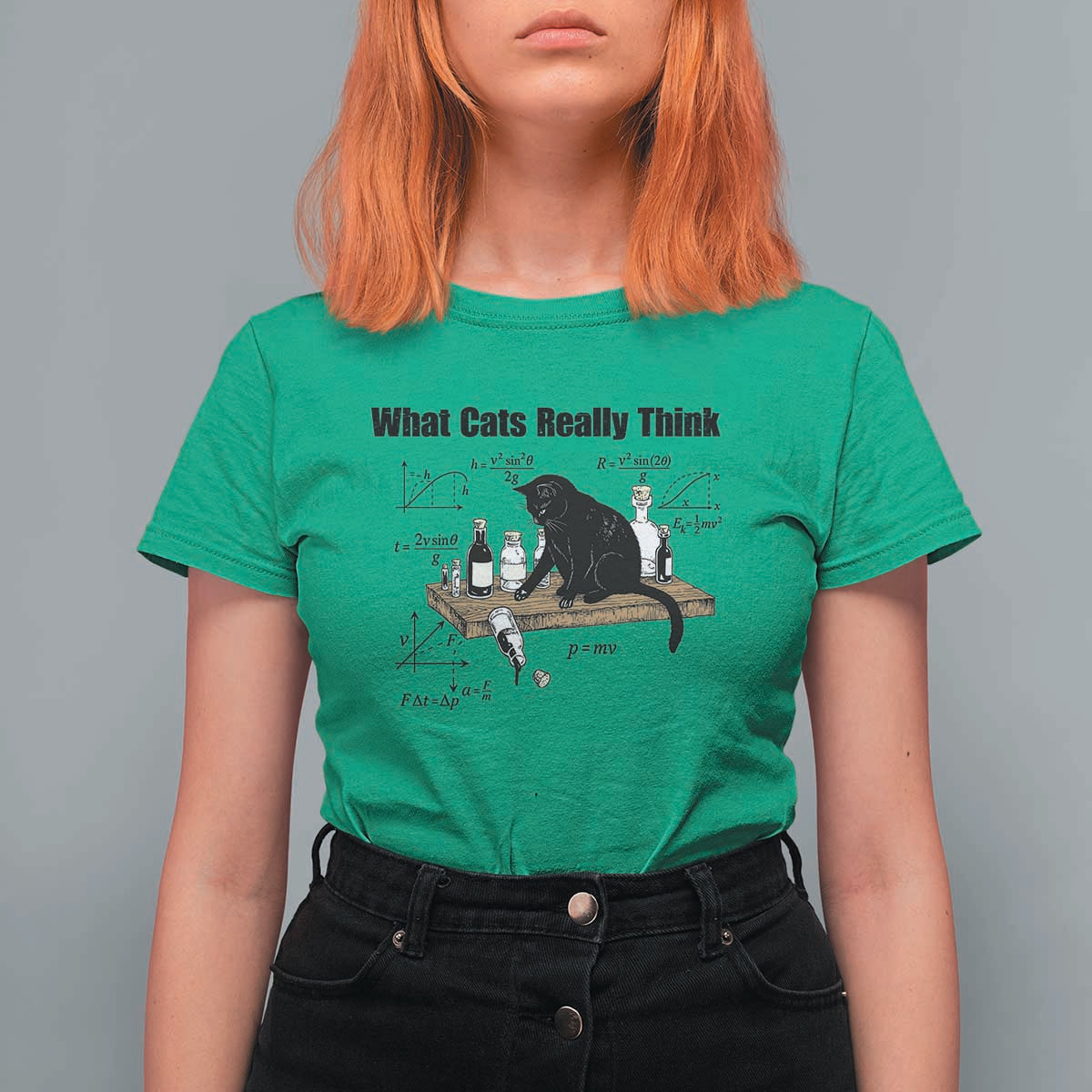 Funny Physics Cat Meme T Shirt For Women What Cats Really Think