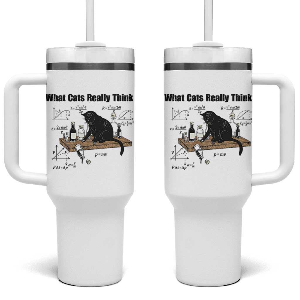 Funny Physics Cat Meme Tumbler With Handle What Cats Really Think