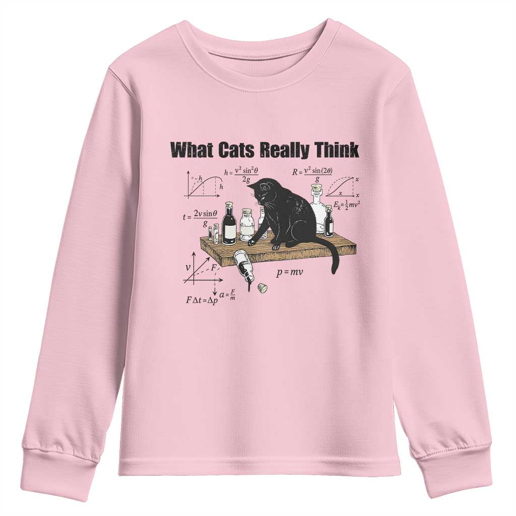 Funny Physics Cat Meme Youth Sweatshirt What Cats Really Think
